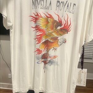 Novella Royale White Tee with Eagle and Flames